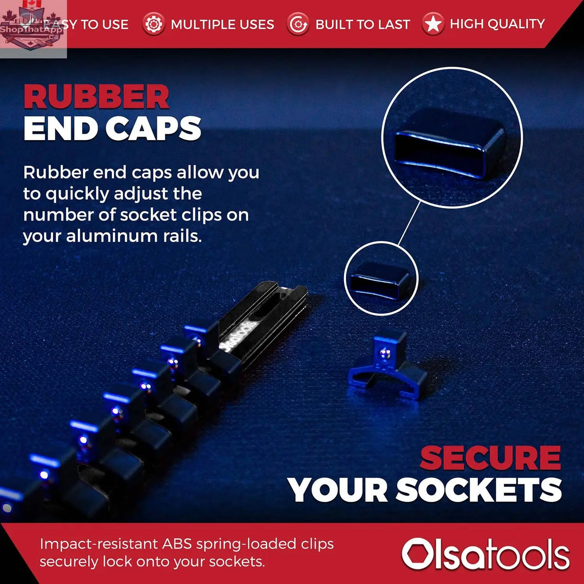 Aluminum Socket Organizer Rails With Rubber End Caps for 10 mm Socket Set - Shopthatapp.ca