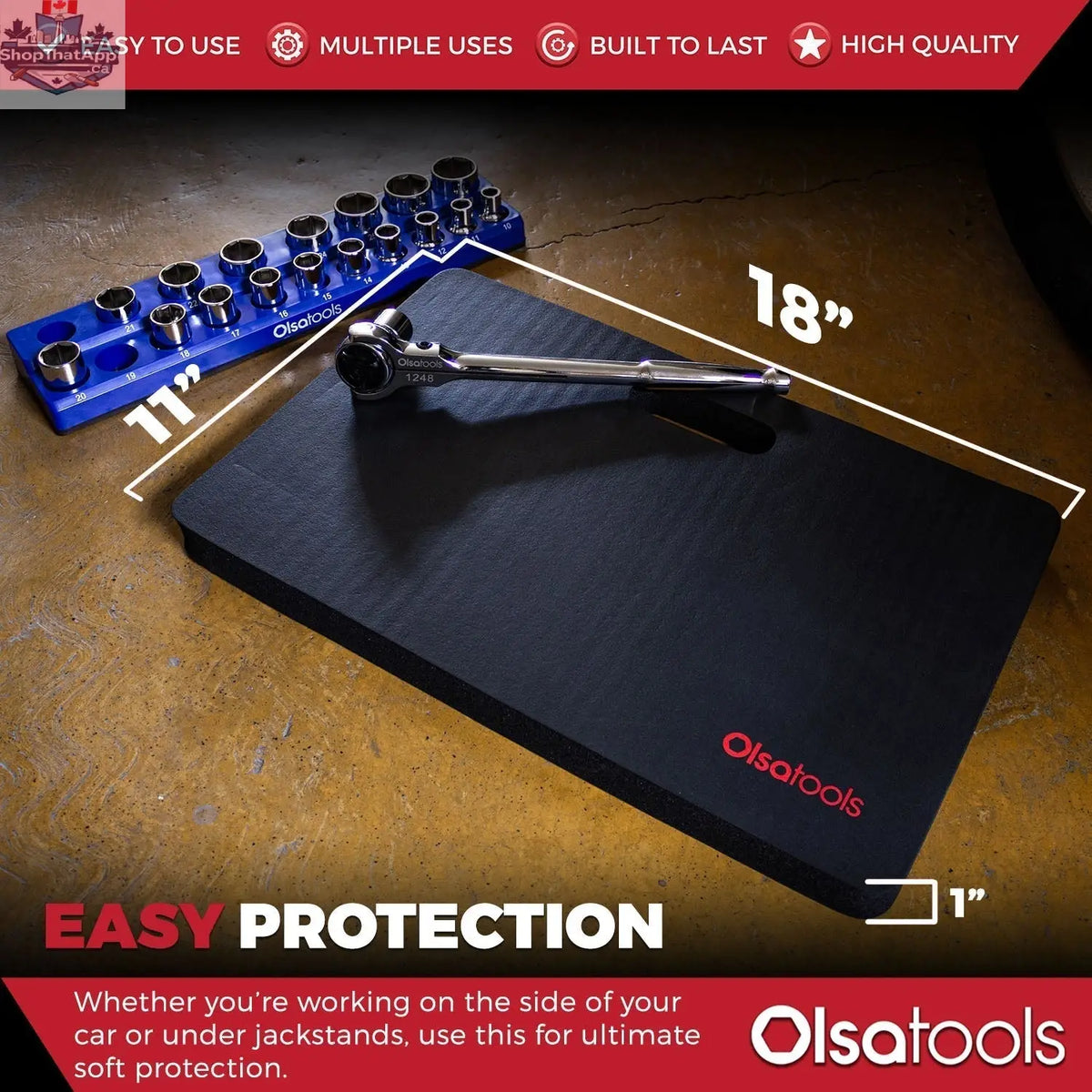 Kneeling Work Mat, Mechanics Kneeling Pad Density 18" x 11" x 1" - Shopthatapp.ca