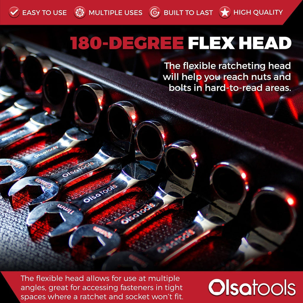 120 Tooth Ratcheting Wrench Set - Stubby Design for Maximum Torque and Accessibility