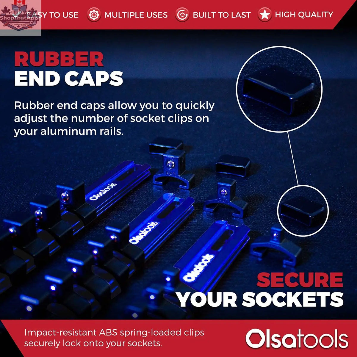 Aluminum Socket Organizer Rails With Rubber End Caps for 10 mm Socket Set - Shopthatapp.ca