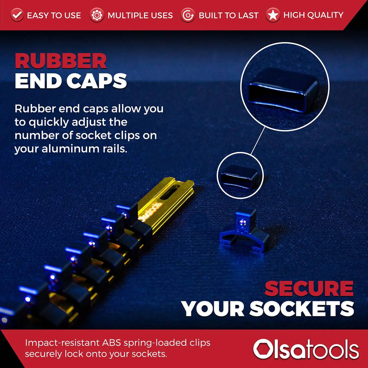 Aluminum Socket Organizer Rails With Rubber End Caps for 10 mm Socket Set - Shopthatapp.ca