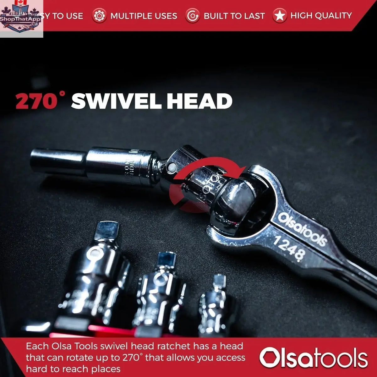 Swivel Head Ratchet - 90 Tooth Round Head - Shopthatapp.ca