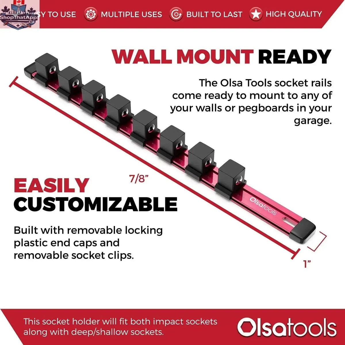 Aluminum Socket Organizer Rails With Rubber End Caps for 10 mm Socket Set - Shopthatapp.ca