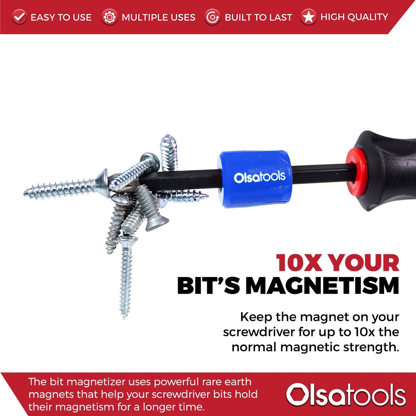 Bit Magnetizer and Demagnetizer Tool with Ring and Screwdriver Bit Holder for Enhanced Performance - Shopthatapp.ca