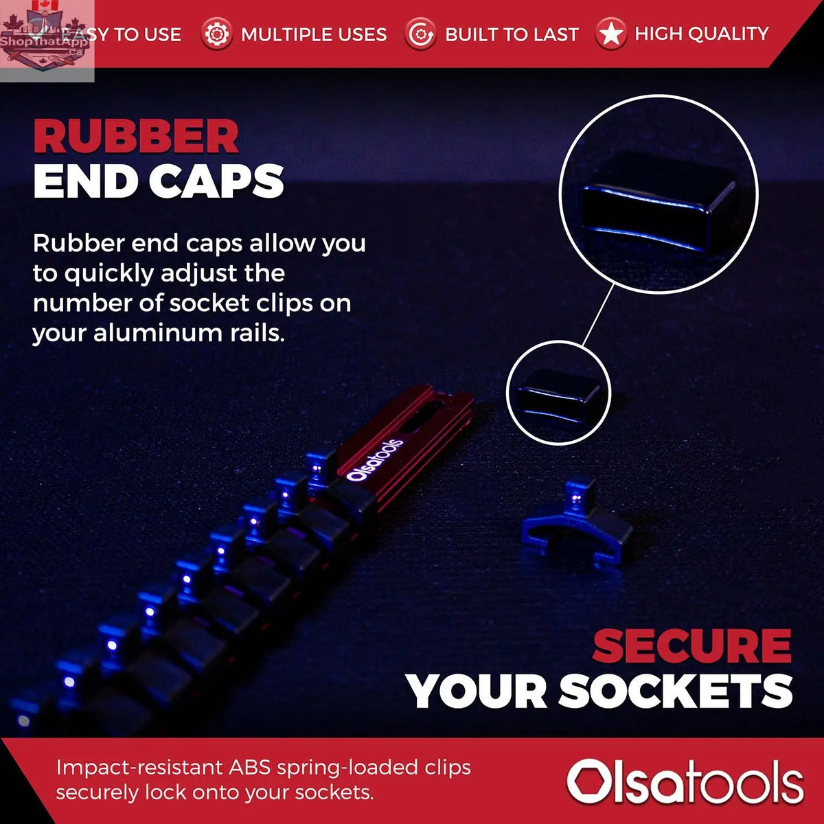 Aluminum Socket Organizer Rails With Rubber End Caps for 10 mm Socket Set - Shopthatapp.ca