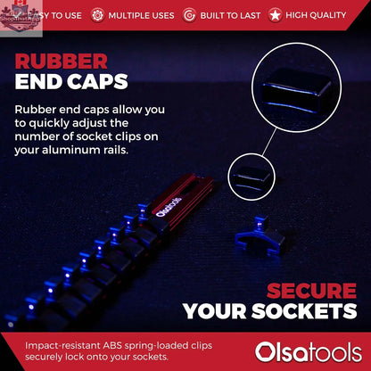 Aluminum Socket Organizer Rails With Rubber End Caps for 10 mm Socket Set - Shopthatapp.ca