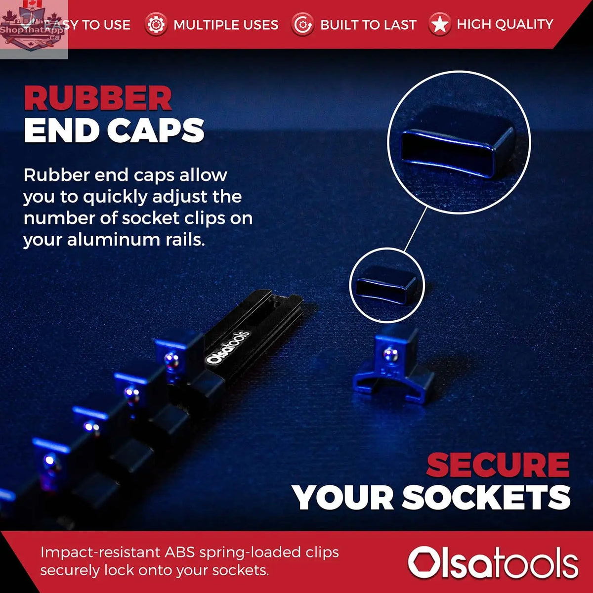 Aluminum Socket Organizer Rails With Rubber End Caps for 10 mm Socket Set - Shopthatapp.ca