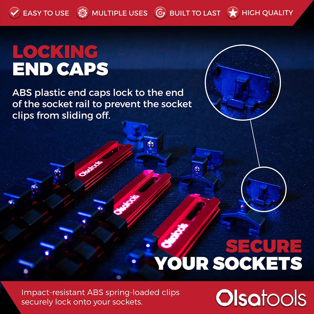 Aluminum Socket Organizer Rails with Locking End Caps