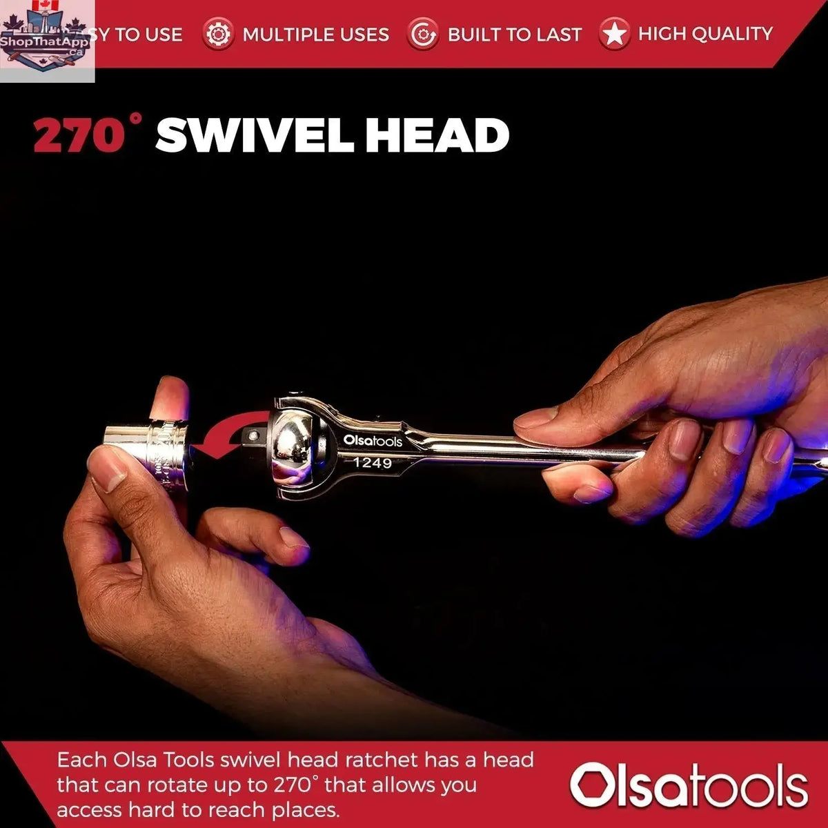 Swivel Head Ratchet - 90 Tooth Round Head - Shopthatapp.ca