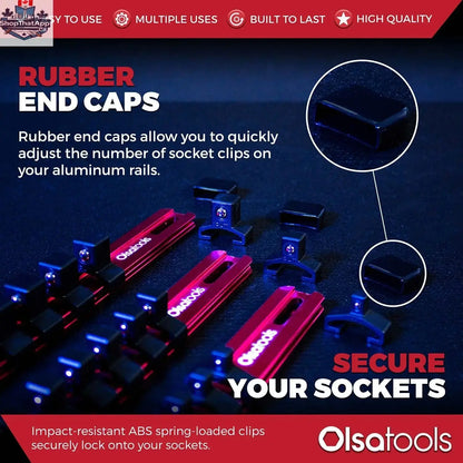 Aluminum Socket Organizer Rails With Rubber End Caps for 10 mm Socket Set - Shopthatapp.ca