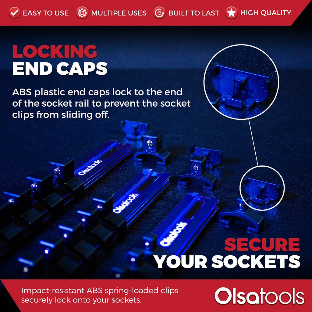 Aluminum Socket Organizer Rails with Locking End Caps