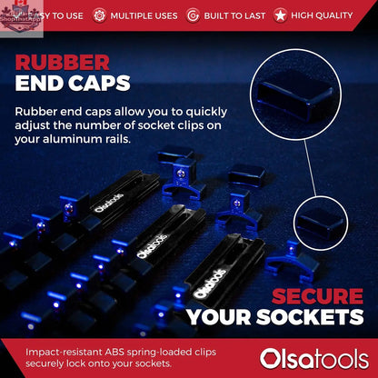 Aluminum Socket Organizer Rails With Rubber End Caps for 10 mm Socket Set - Shopthatapp.ca