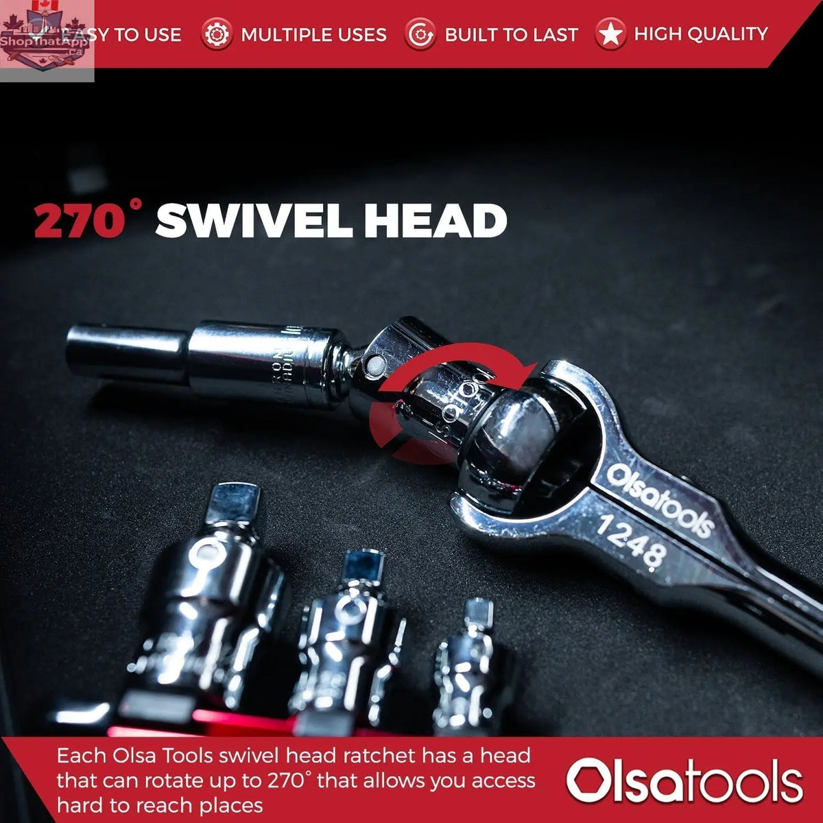 Swivel Head Ratchet - 90 Tooth Round Head - Shopthatapp.ca