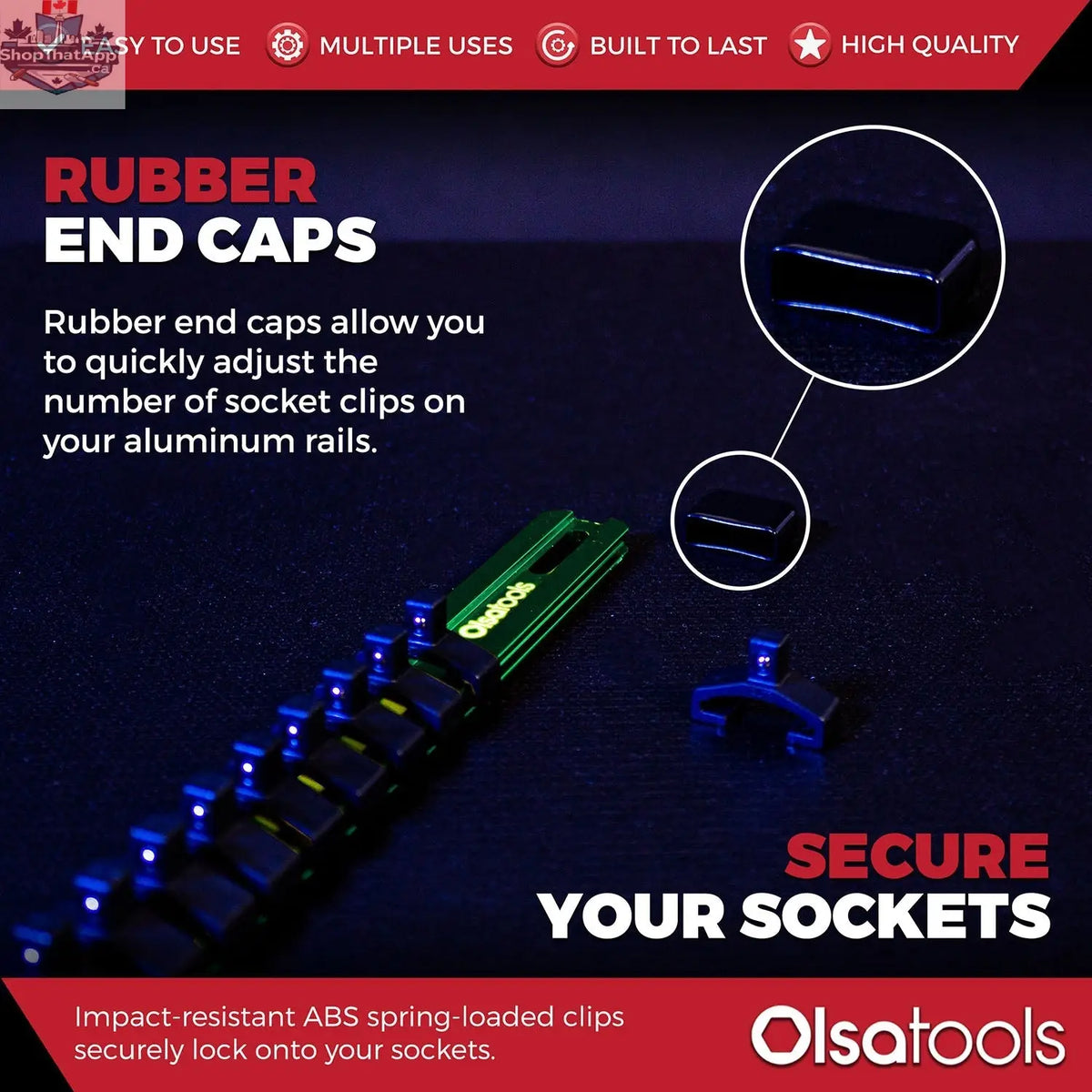 Aluminum Socket Organizer Rails With Rubber End Caps for 10 mm Socket Set - Shopthatapp.ca