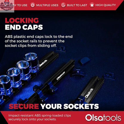 Aluminum Socket Organizer Rails with Locking End Caps - Shopthatapp.ca