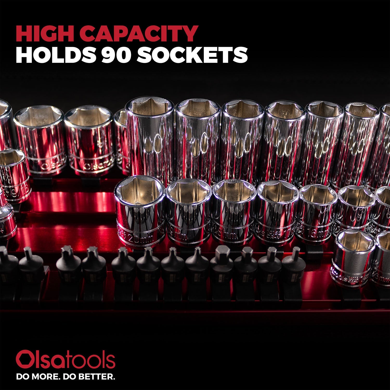 90-Slot Aluminum Socket Tray for Organized Portable Tool Storage