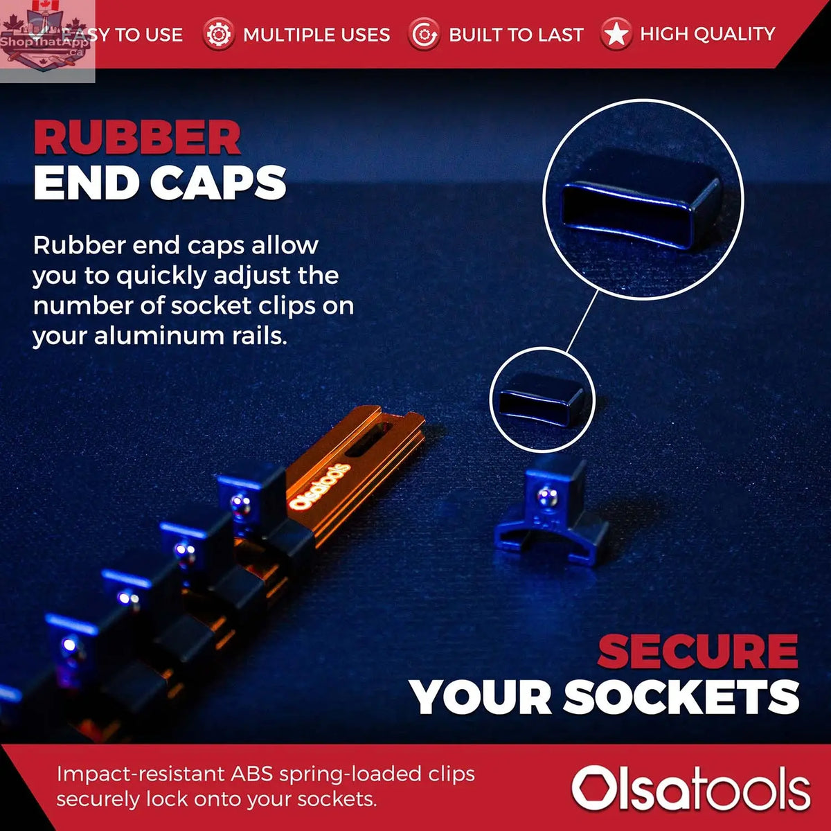 Aluminum Socket Organizer Rails With Rubber End Caps for 10 mm Socket Set - Shopthatapp.ca