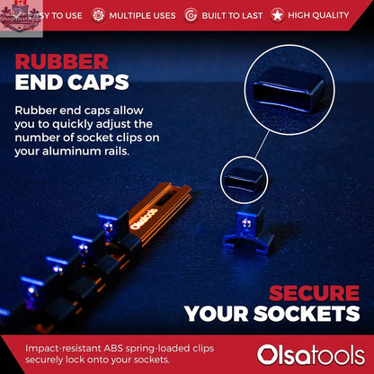 Aluminum Socket Organizer Rails With Rubber End Caps for 10 mm Socket Set - Shopthatapp.ca