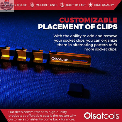 Aluminum Socket Organizer Rails With Rubber End Caps for 10 mm Socket Set - Shopthatapp.ca