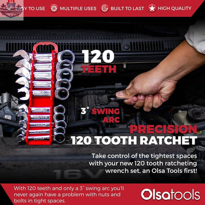 120 Tooth Ratcheting Wrench Set - Stubby Design for Maximum Torque and Accessibility - Shopthatapp.ca