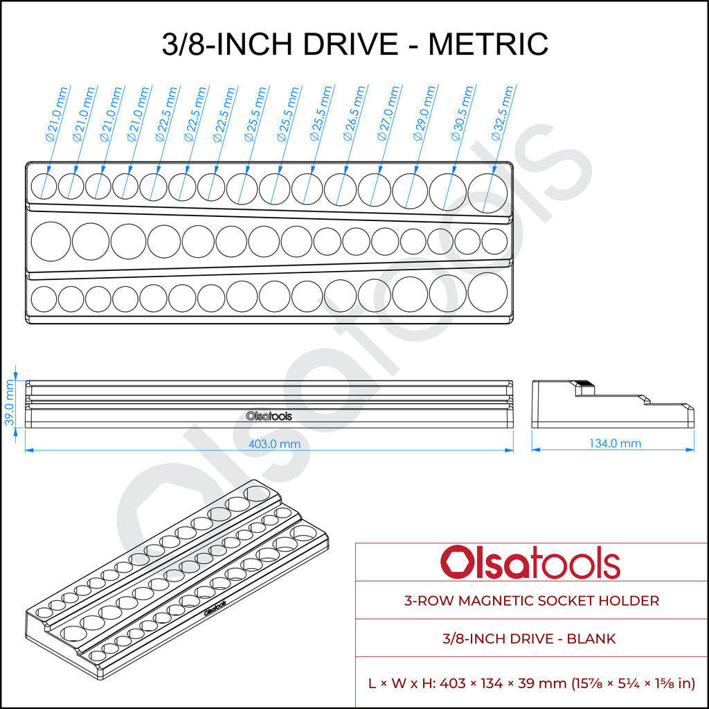 3-Row Magnetic Socket Holder