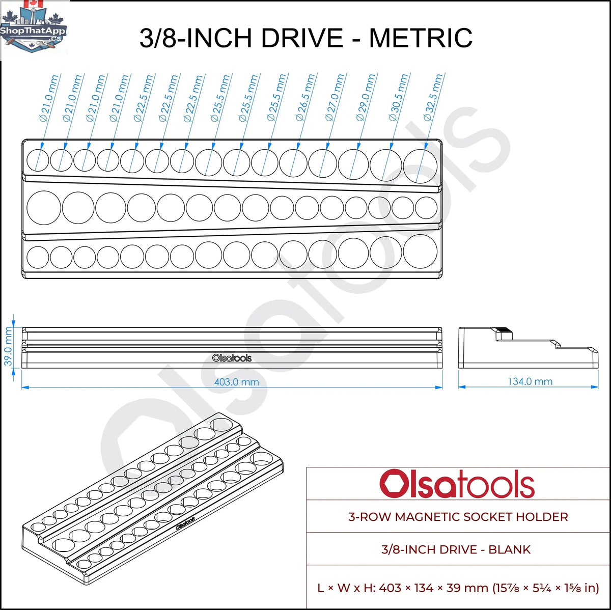 3-Row Magnetic Socket Holder - Shopthatapp.ca