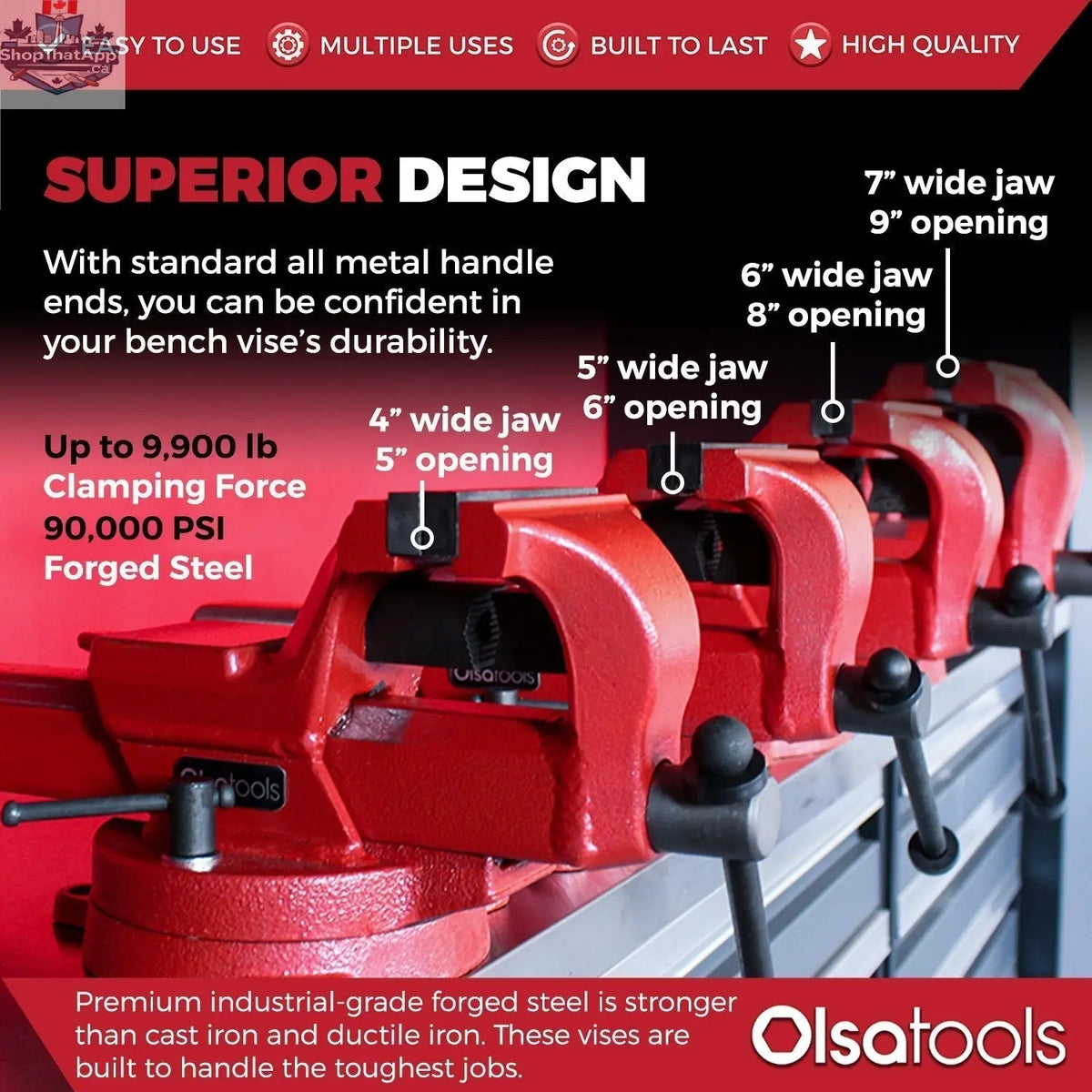 Bench Vises with Swivel Base | 360° Forged Steel Construction - Shopthatapp.ca