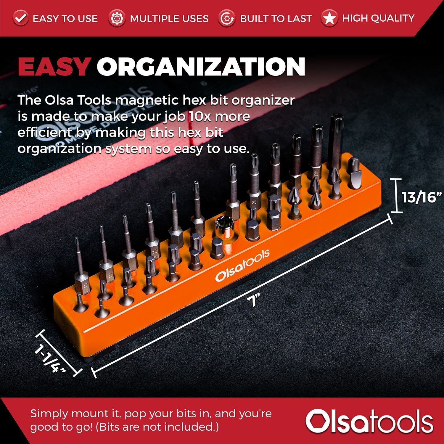 Magnetic Hex 1/4" Bit Organizer