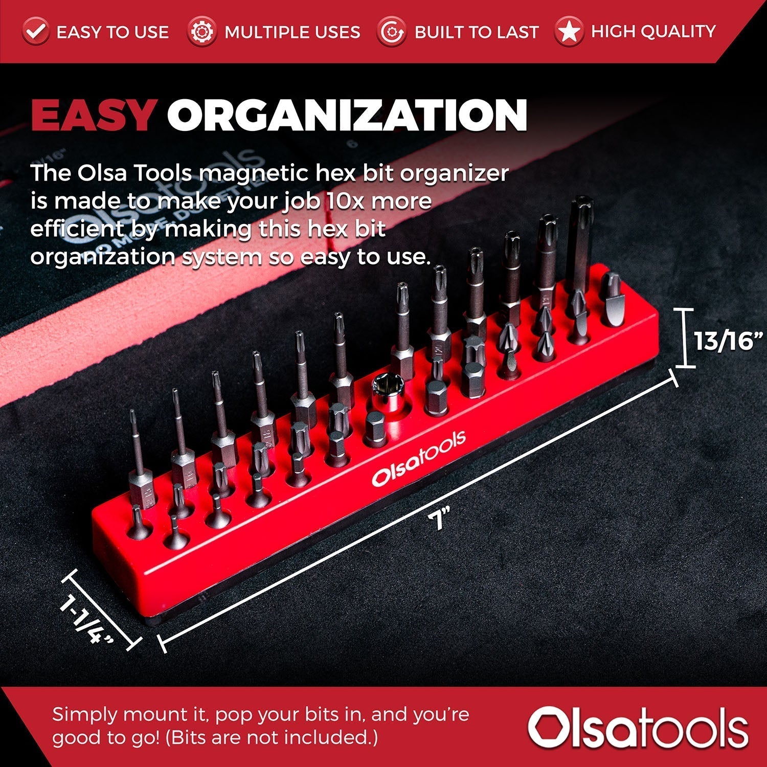 Magnetic Hex 1/4" Bit Organizer