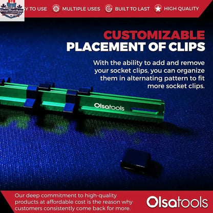 Aluminum Socket Organizer Rails With Rubber End Caps for 10 mm Socket Set - Shopthatapp.ca