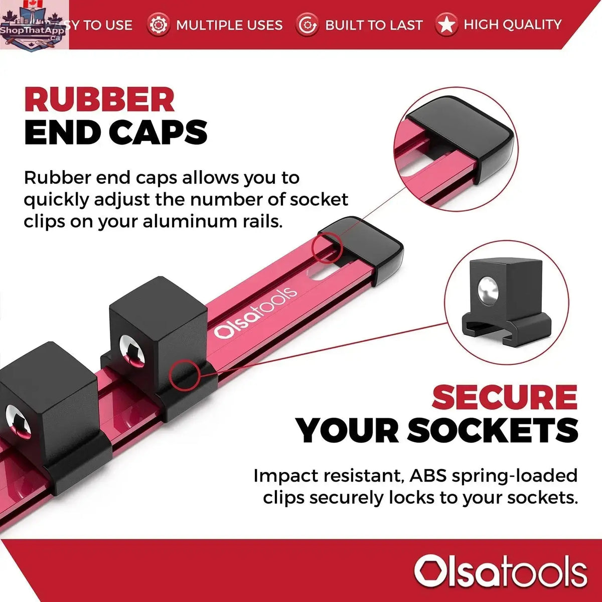 Aluminum Socket Organizer Rails With Rubber End Caps for 10 mm Socket Set - Shopthatapp.ca