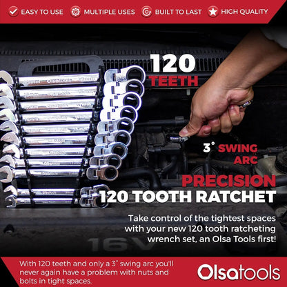 120 Tooth Ratcheting Wrench Set - Shopthatapp.ca