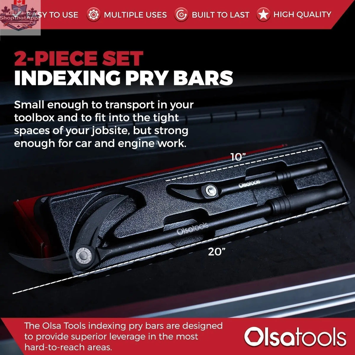 Indexing Pry Bar Set (2pc) | Heavy Duty 10" and 20" Long Pry Bars - Shopthatapp.ca