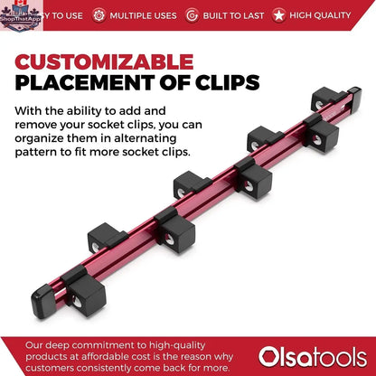 Aluminum Socket Organizer Rails With Rubber End Caps for 10 mm Socket Set - Shopthatapp.ca