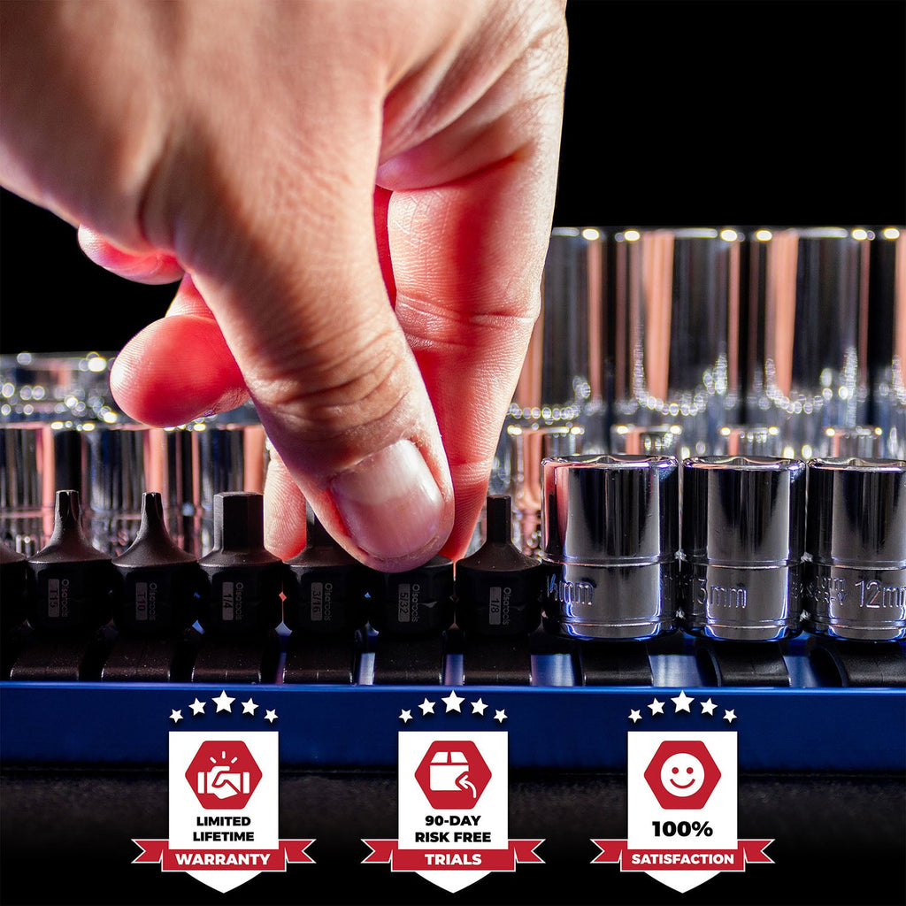 90-Slot Aluminum Socket Tray for Organized Portable Tool Storage