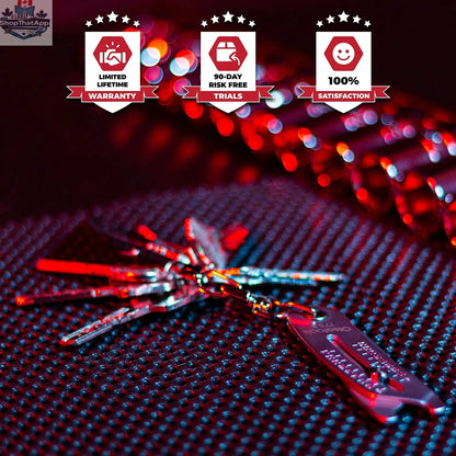 Olsa Tools Canada bolt size finder keychain, compact tool accessory for measuring bolt sizes, shown hanging on a keyring.