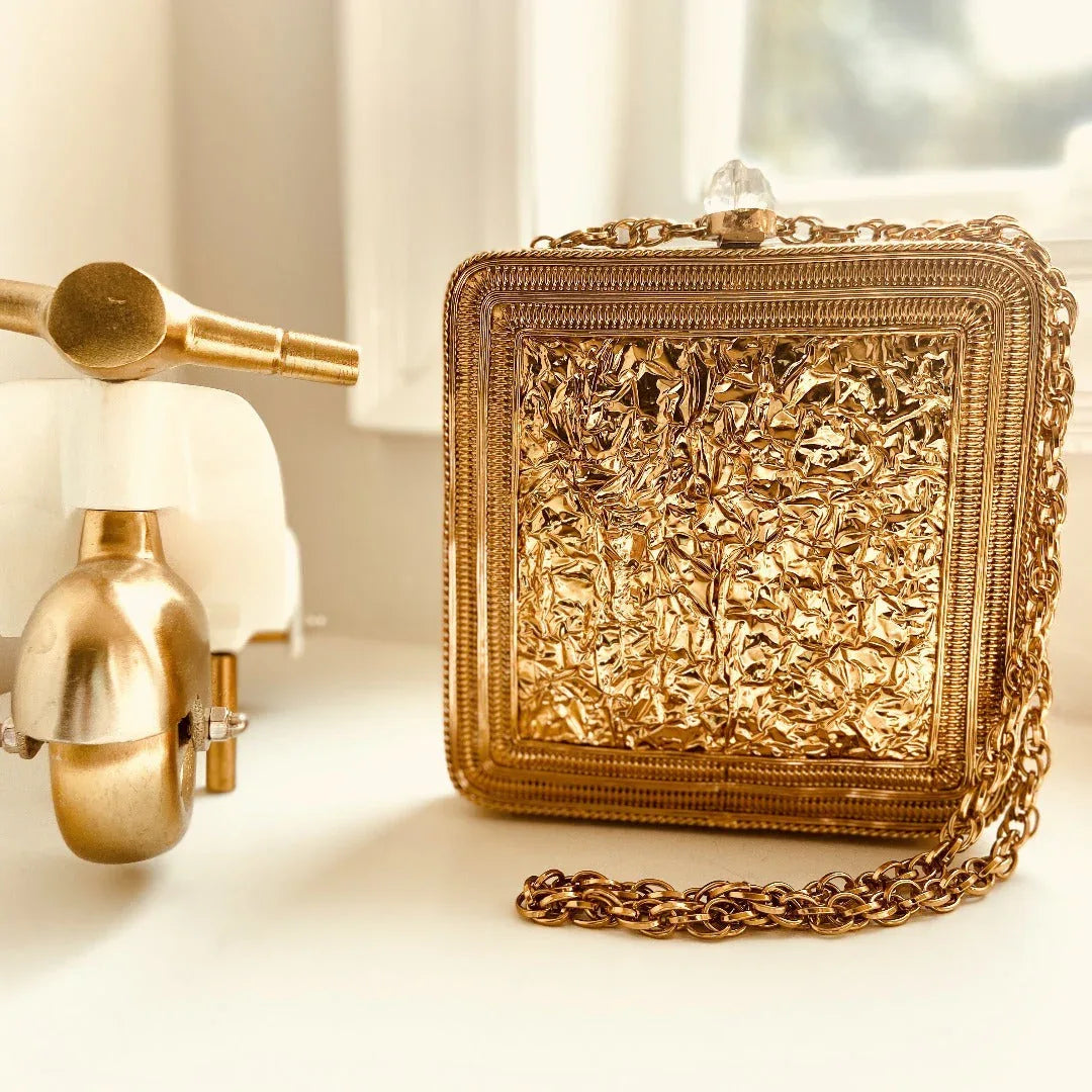 Chic Handcrafted Metal Clutch - Elevate Your Style with Parisian Elegance