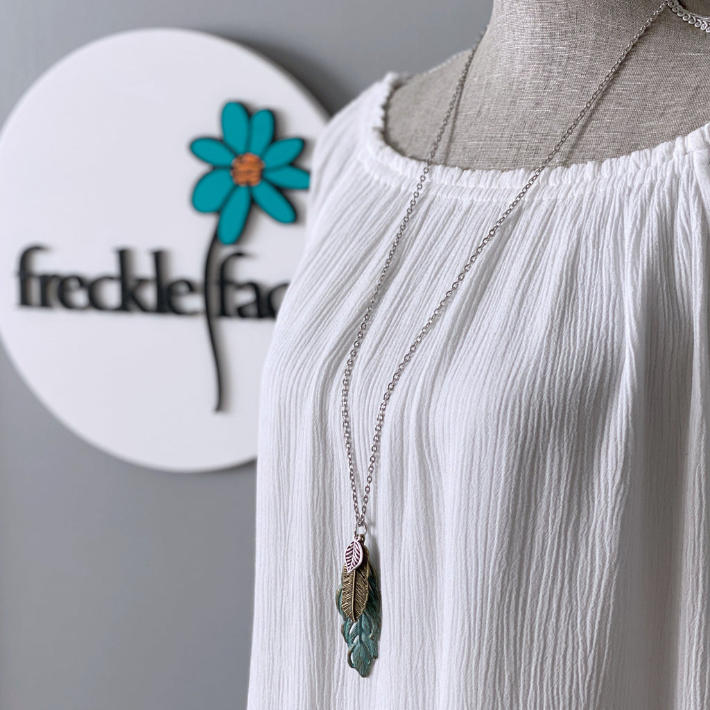 Patina Feather Necklace