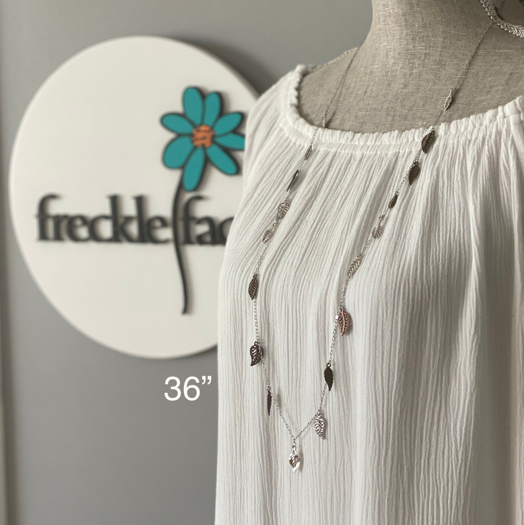 Waterfall Leaf Necklace – Long Layering Chain with Cascading Silver & Mixed Metal Leaves - Shopthatapp.ca