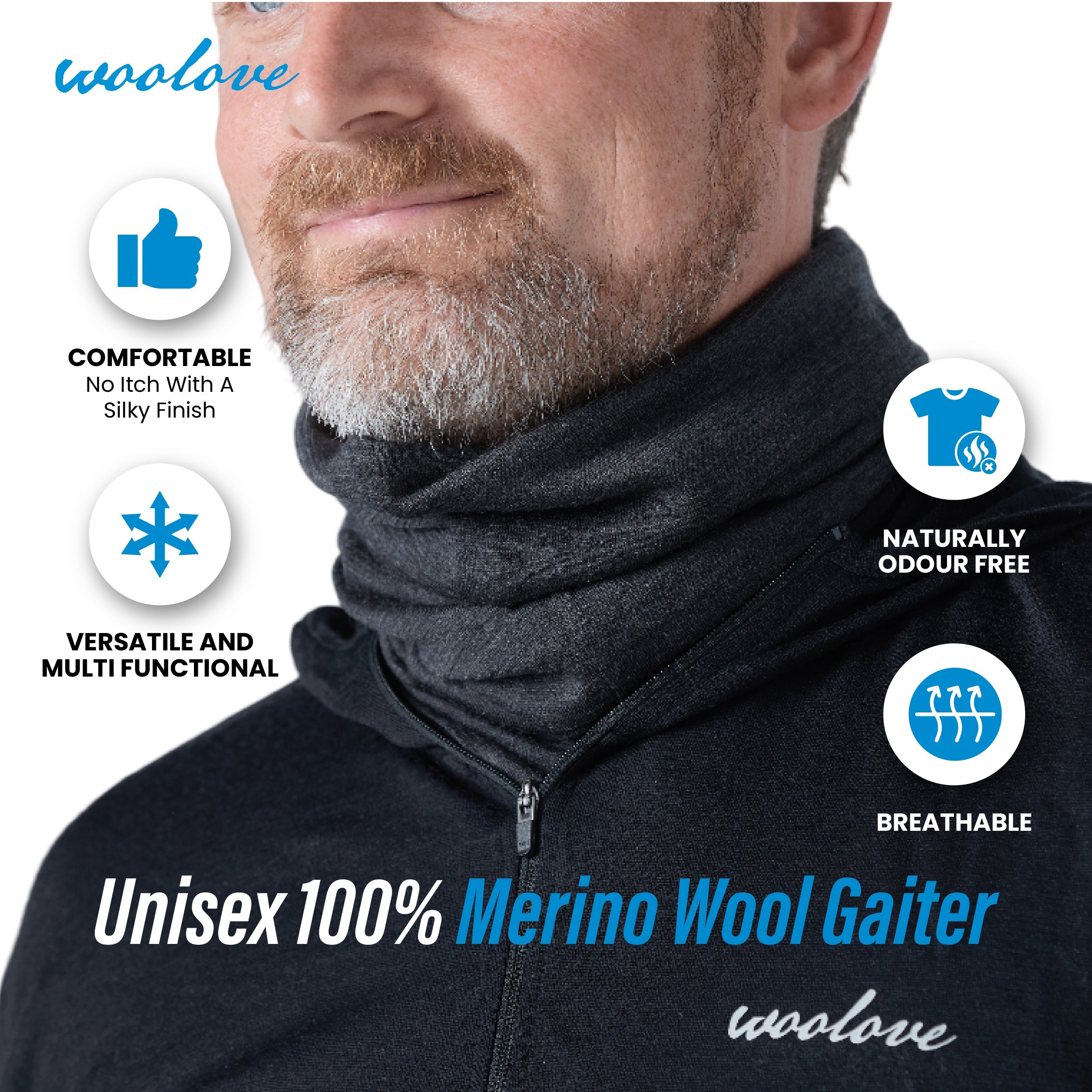 Merino Wool Neck Gaiter — Reversible, Unisex