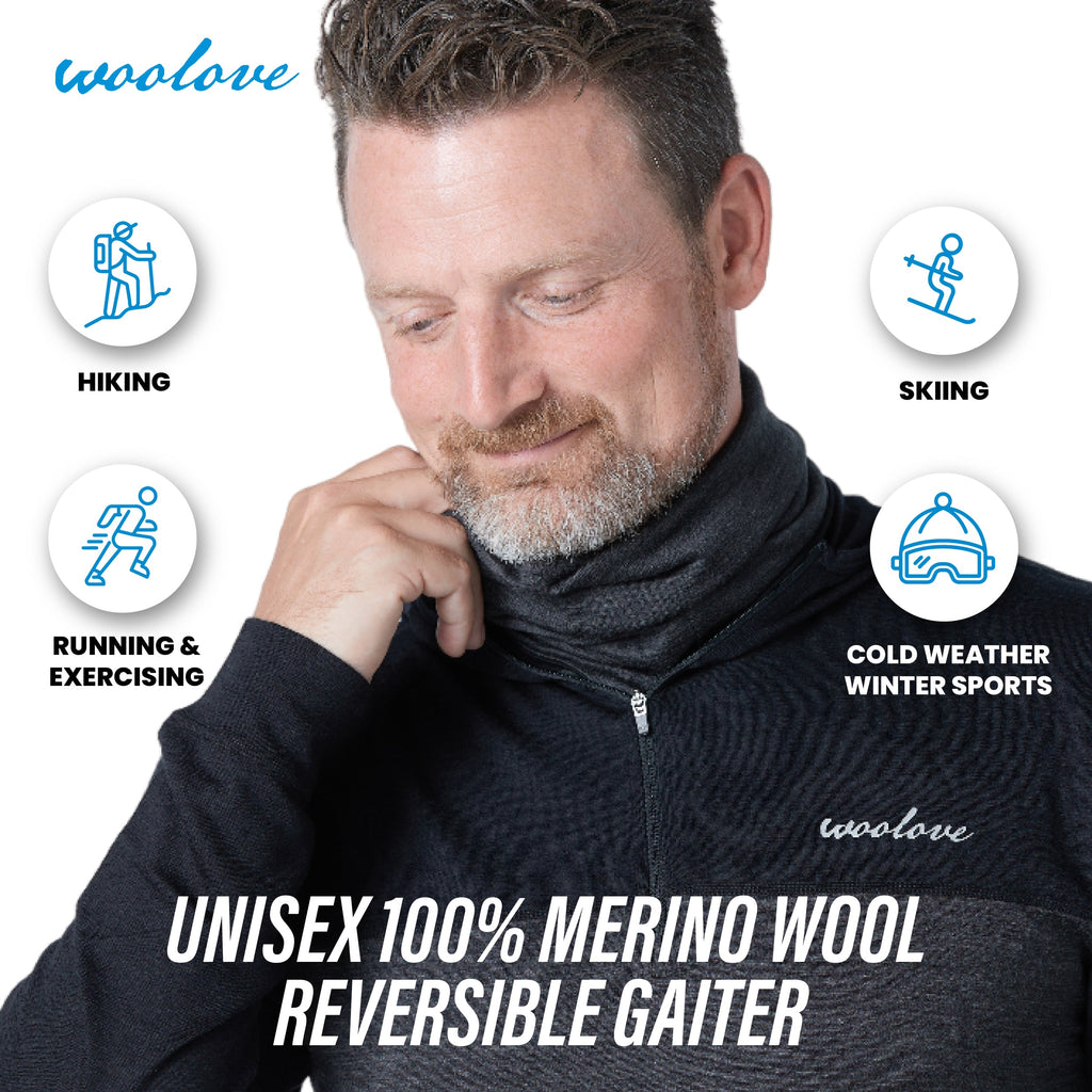 Merino Wool Neck Gaiter — Reversible, Unisex