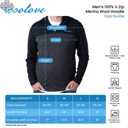 Men's Merino Wool 1/4 Zip Hoodie — Midweight - Shopthatapp.ca