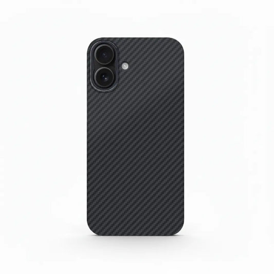 Real Aramid fiber iPhone 16 case by Carbon Loom, lightweight and ultra-protective with a sleek, durable design.