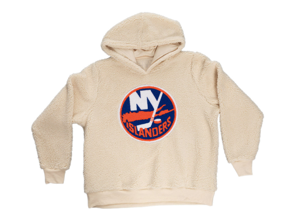 New York Islanders Ladies Sherpa Hoodie with Premium Chenille Logo - Shopthatapp.ca