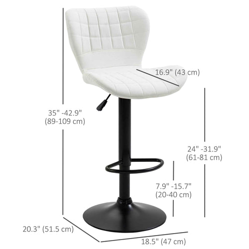 Avion Counter/Barstools with Adjustable Height and Swivel-Set of 2-White
