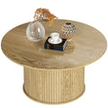 Cedar 31.5" Modern Nordic Style Center Table with Fluted Base-Oak