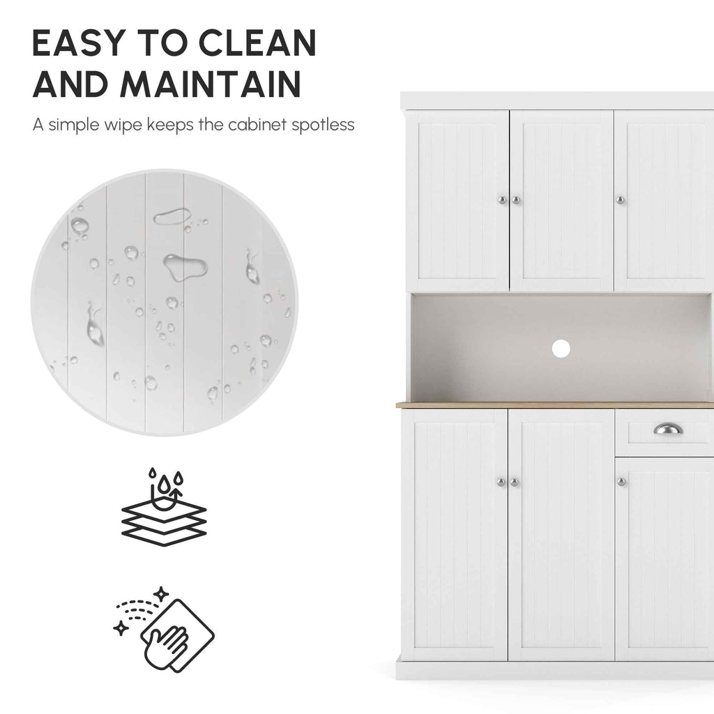 Denver 71" Kitchen Storage Cabinet with Hutch-White/Oak