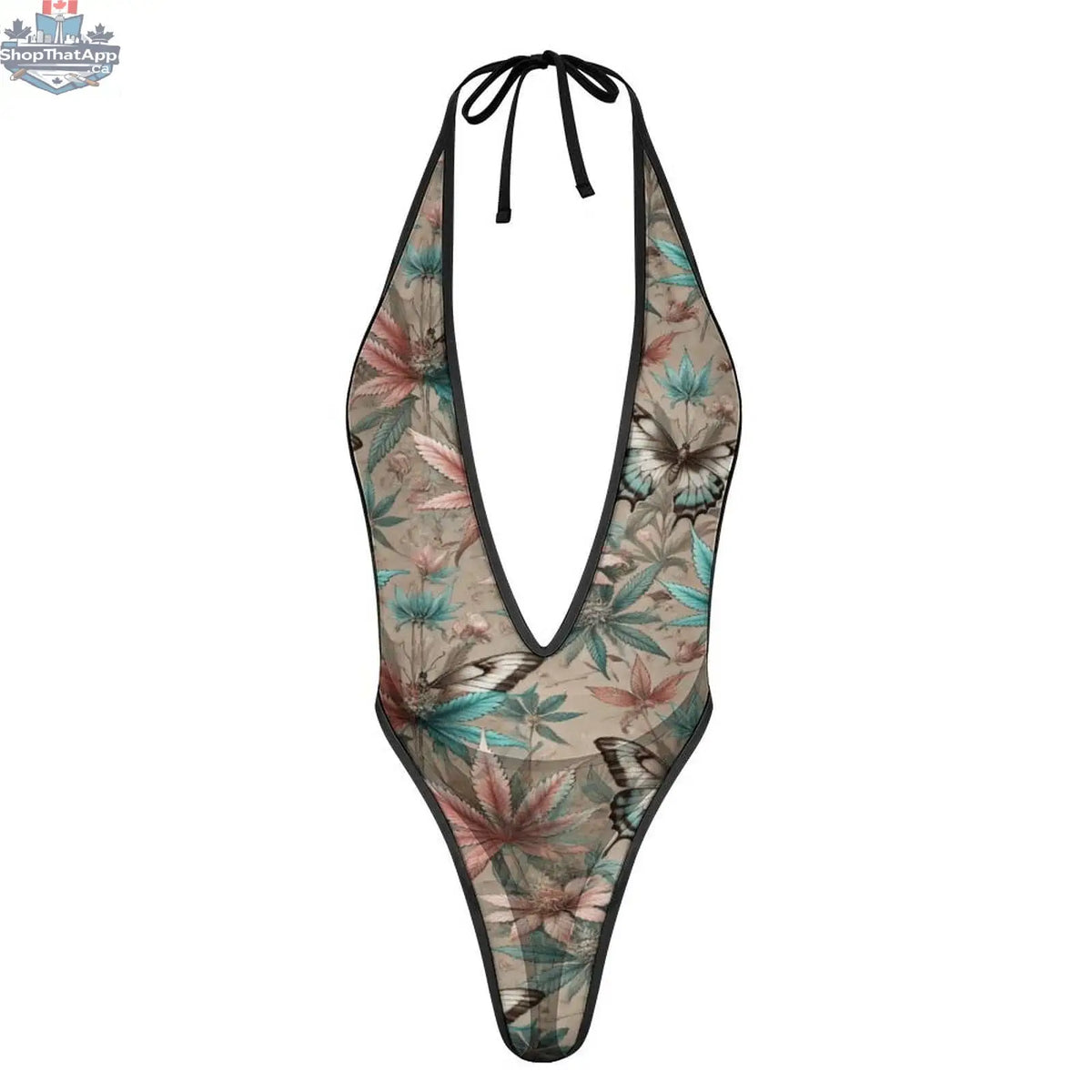 JANE DOPE Fly Sexy AF Deep-V thong featuring a butterfly design and minimal coverage, vibrant and stylish lingerie for bold fashion statements.