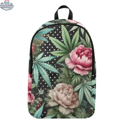 Jane Dope Pot & Peony casual backpack for adults with floral design, sturdy straps, and spacious main compartment.