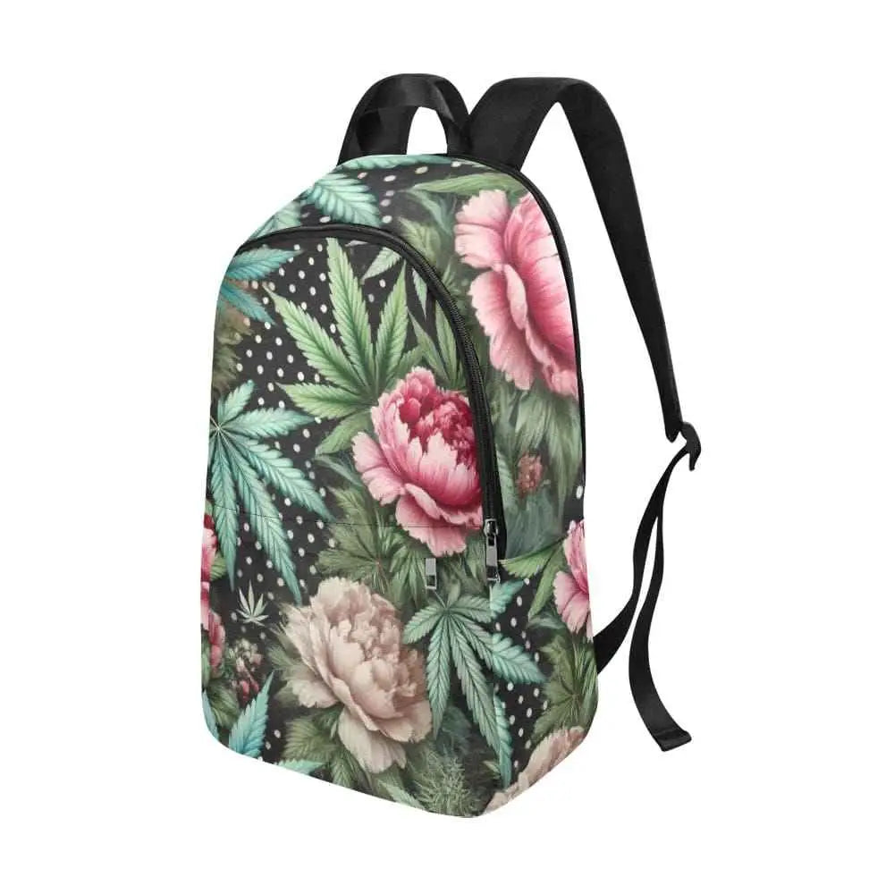 Jane Dope Pot & Peony casual backpack for adults, featuring floral design, with adjustable straps and spacious interior.